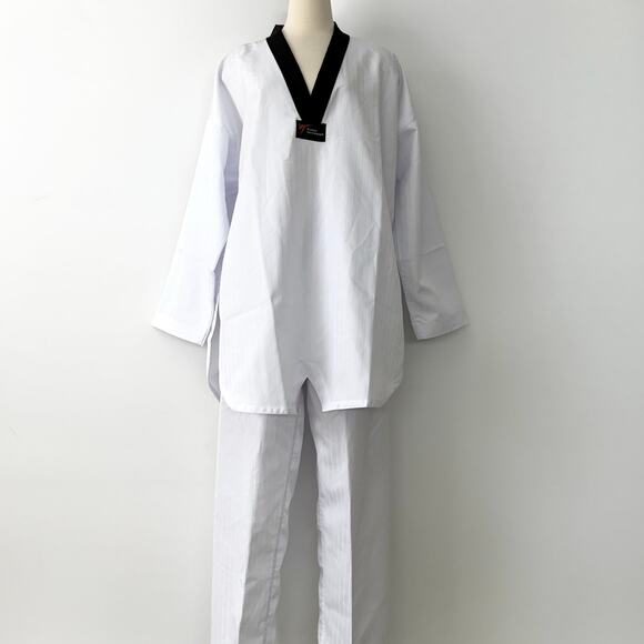 Adidas Taekwondo Uniform White with Black Trim V-Neck Size 200 NWT - Picture 2 of 13